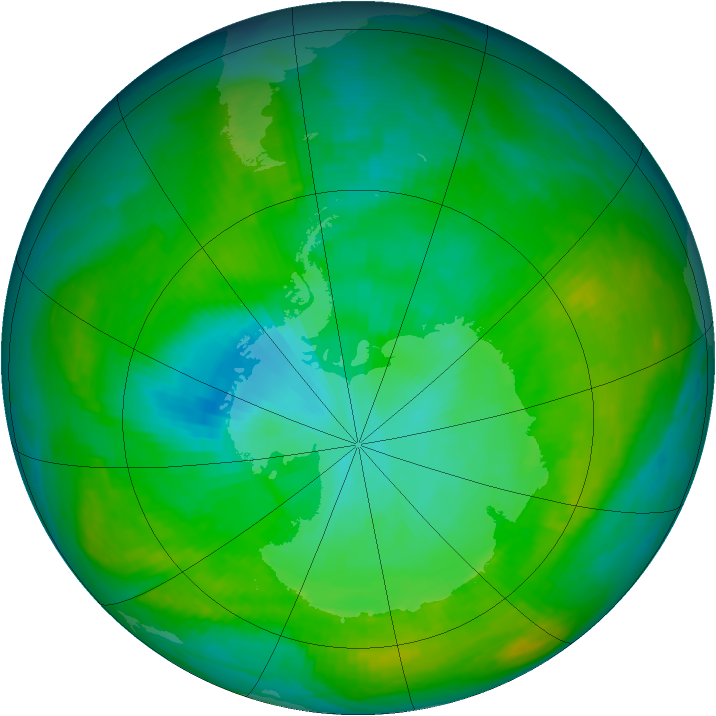 Antarctic ozone map for 16 January 1982